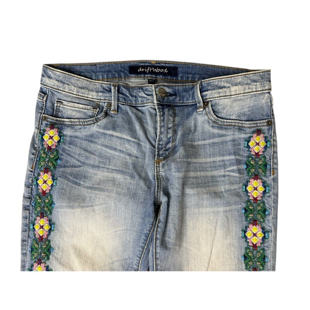 DRIFTWOOD Jackie High Rise Embroidered Aztec Tribal Skinny Ankle Jeans Size 30 - Picture 4 of 9